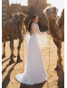 Long Sleeves Ivory Lace Chiffon Bohemian Wedding Dress